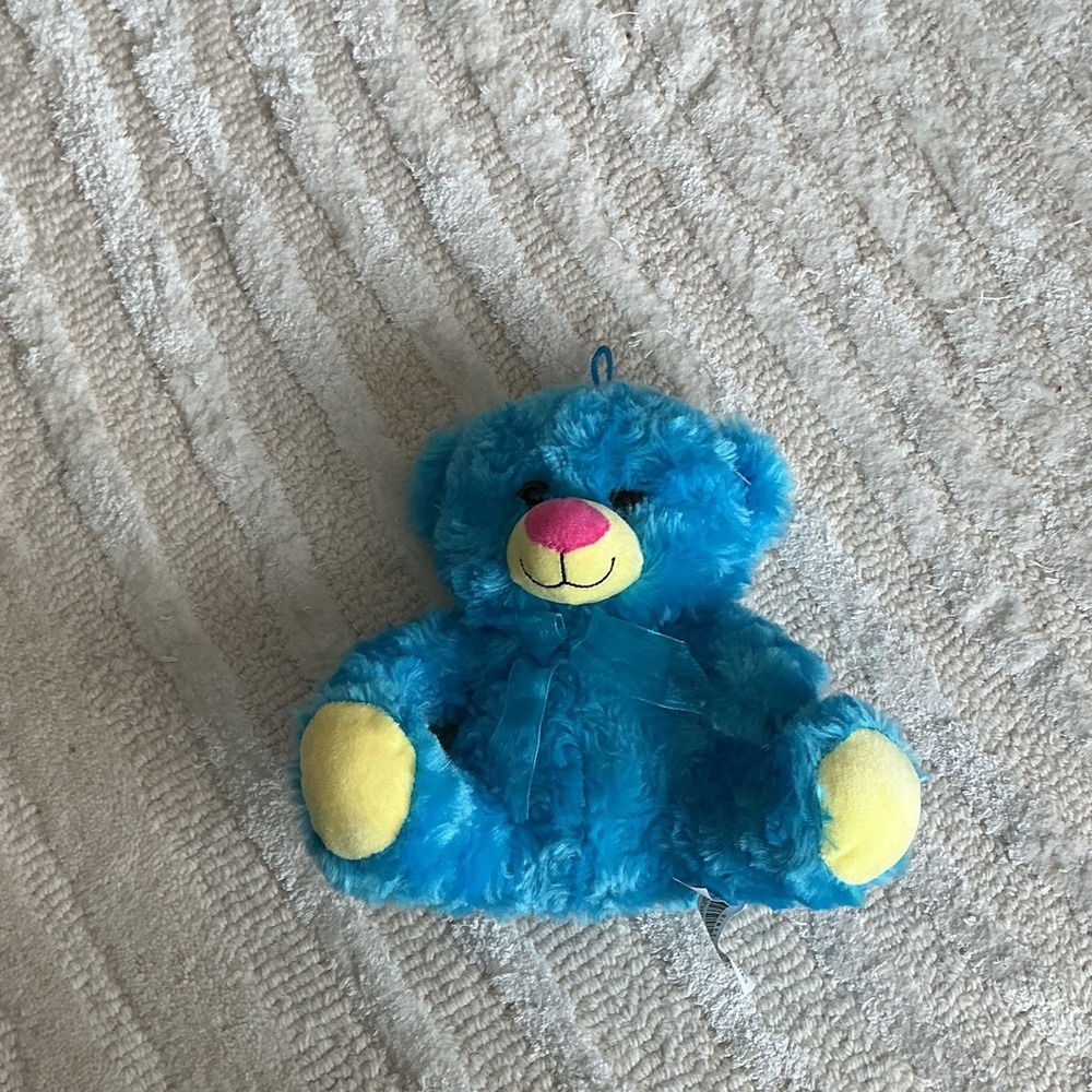 Blue Plush Teddy Bear with Yellow Accents - Kids Toy